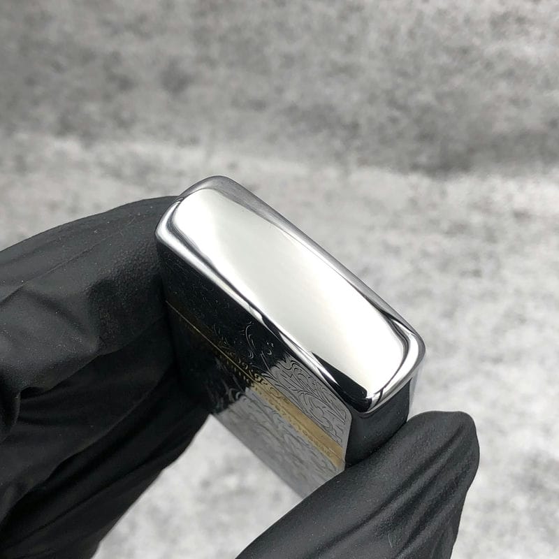 Bật lửa Zorro hoa văn Venetian bạc viền ngang mạ vàng - Z92067A - Hình ảnh 9